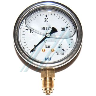 Pressure gauge ø 63 with glycerin, 0-40 kg vertical outlet