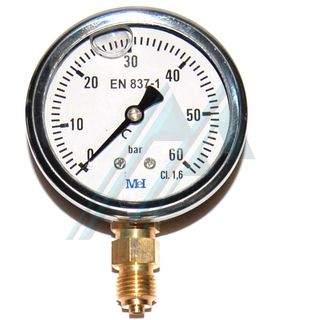 Pressure gauge ø 63 with glycerine 0-60 kg vertical outlet