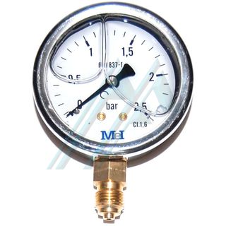 Manometer &oslash; 63, mit glycerin 0-2.5 kg, ausgang senkrecht